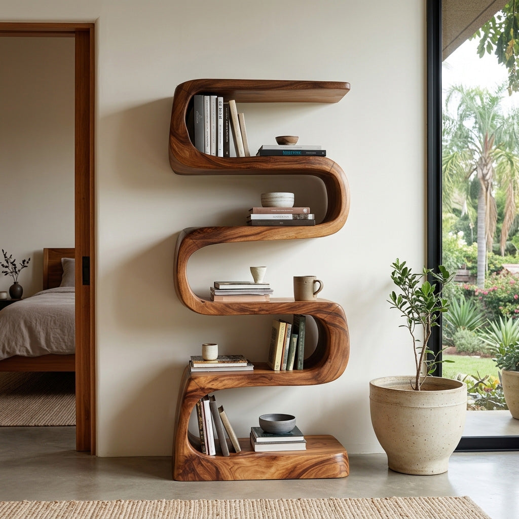 Modern Wooden Standing Shelf For Living Room Decor
