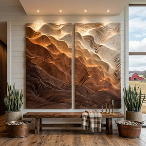 Modern Wavy Wooden Wall Art For Home Interior