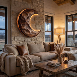 Organic Modern Crescent Wood Wall Art  For Living Room