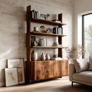 Modern Bookshelf With Open Shelf And Drawers For Living