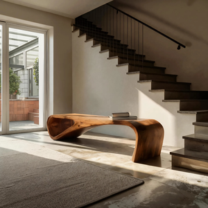 Statement Bench With Smooth Curved Form For Modern Home