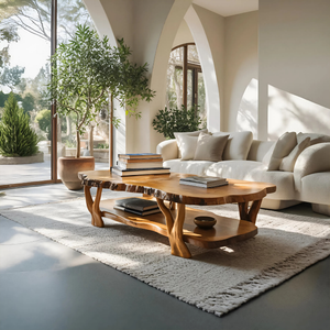 Contemporary Live Edge Coffee Table Two Layered Design For Living
