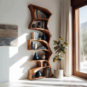 Modern Bookshelf With Curved Design For Study