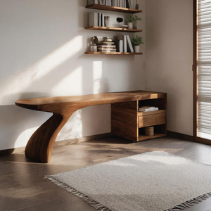 Modern Desk With Sculptural Single-Leg For Home Office