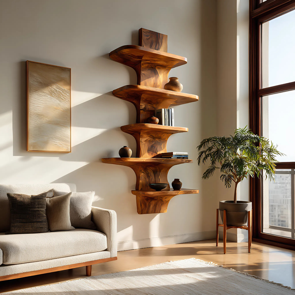 Modern Wooden Floating Bookshelf For Minimalist Home Decor