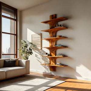Contemporary Wood Wall Mounted Bookshelf For Home Interior