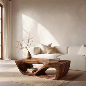 Modern Coffee Table With Curved Storage For Living Room