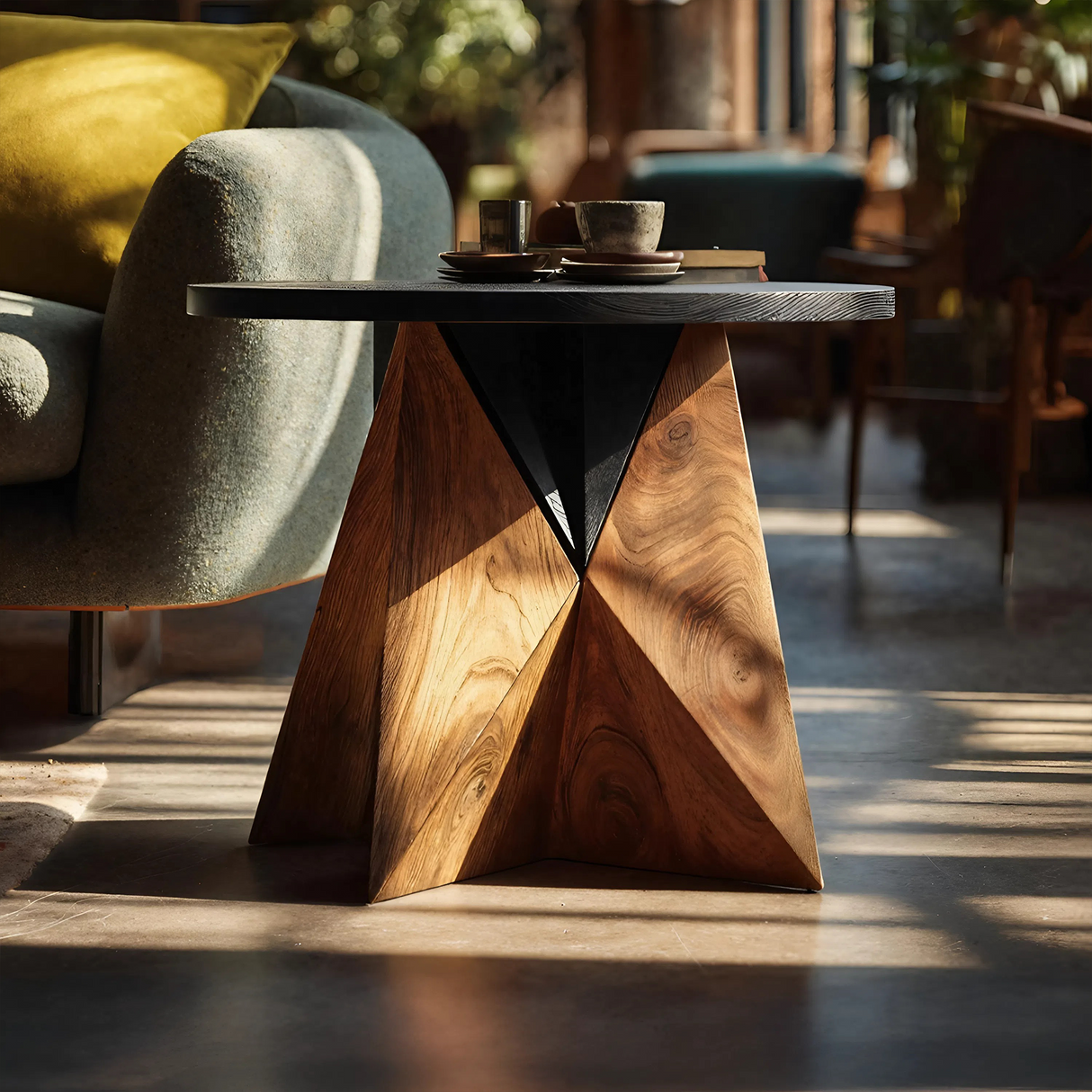 Mid Century Solid Wood End Table For Sofa Living Room