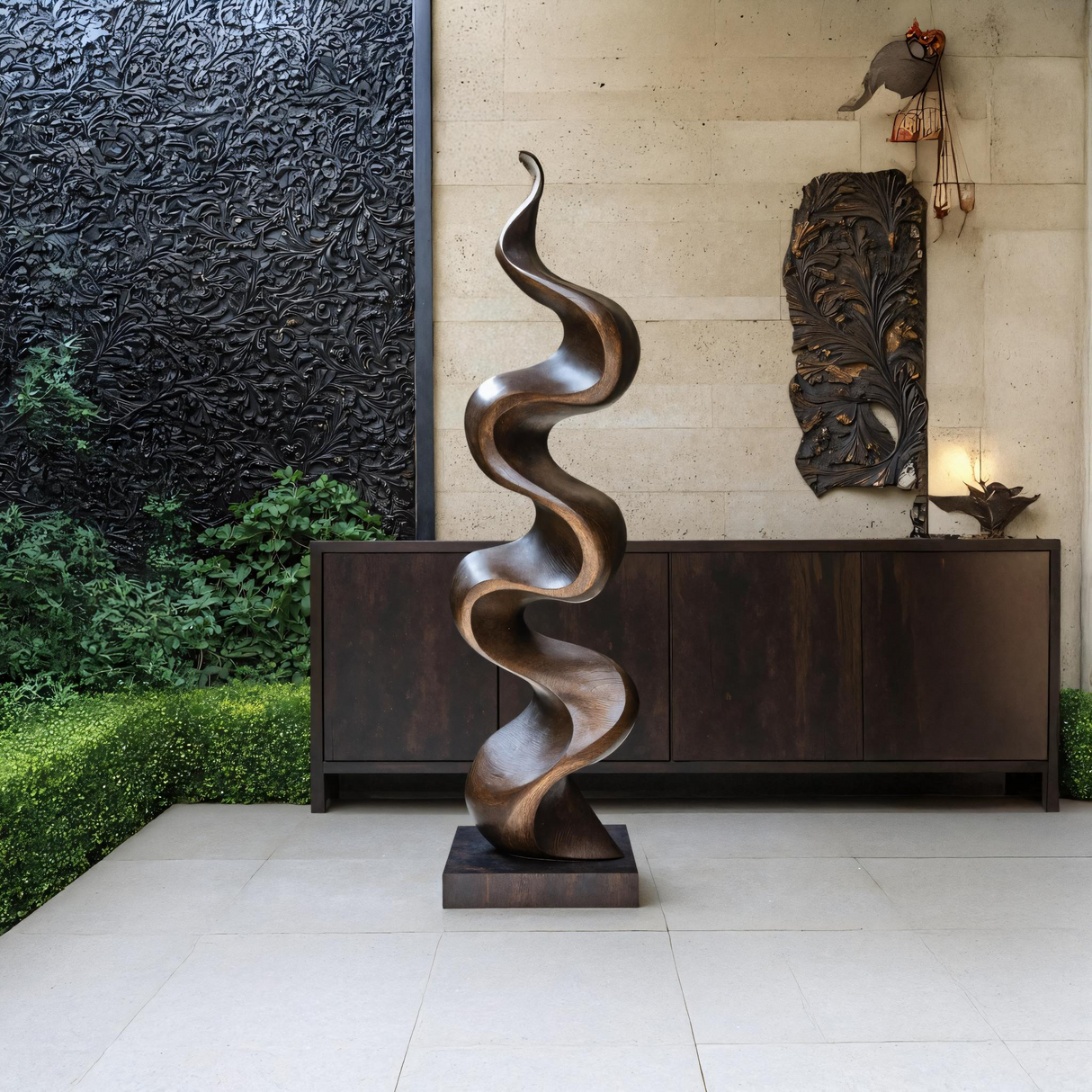 Rustic Large Wooden Sculpture For Garden