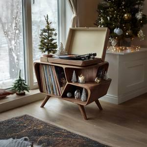 Mid Century Wooden Record Stand For Living Room Christmas Gift