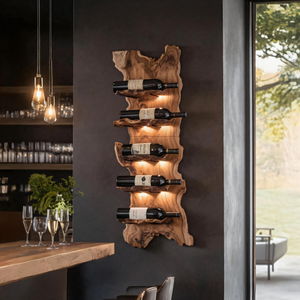 Modern Wooden Live Edge Wine Holder For Entryway Furniture
