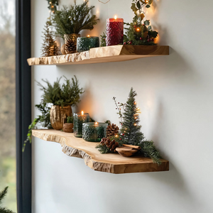 Handcrafted Solid Wood Floating Shelf For Christmas Bedroom Design