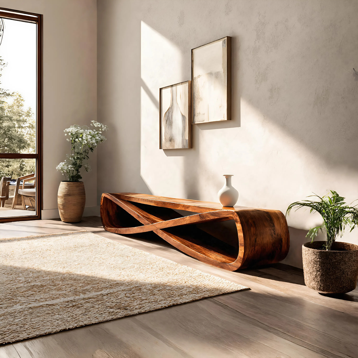 Infinity Sculpture Bench For Entryway Or Hallway