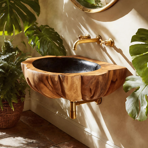 Handcrafted Solid Wood Vanity Sink For Luxury Bathroom Furniture Decor