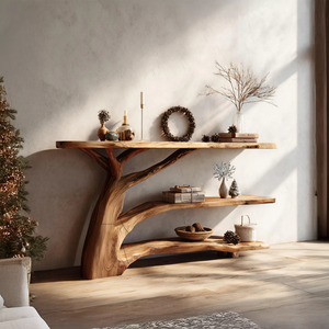 Farmhouse Wooden Live Edge Console Table For Holiday Bedroom Entryway
