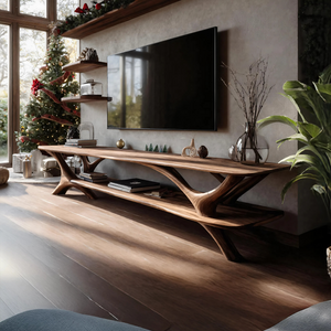 Farmhouse Wooden Live Edge TV Console For Holiday Living Room Gift