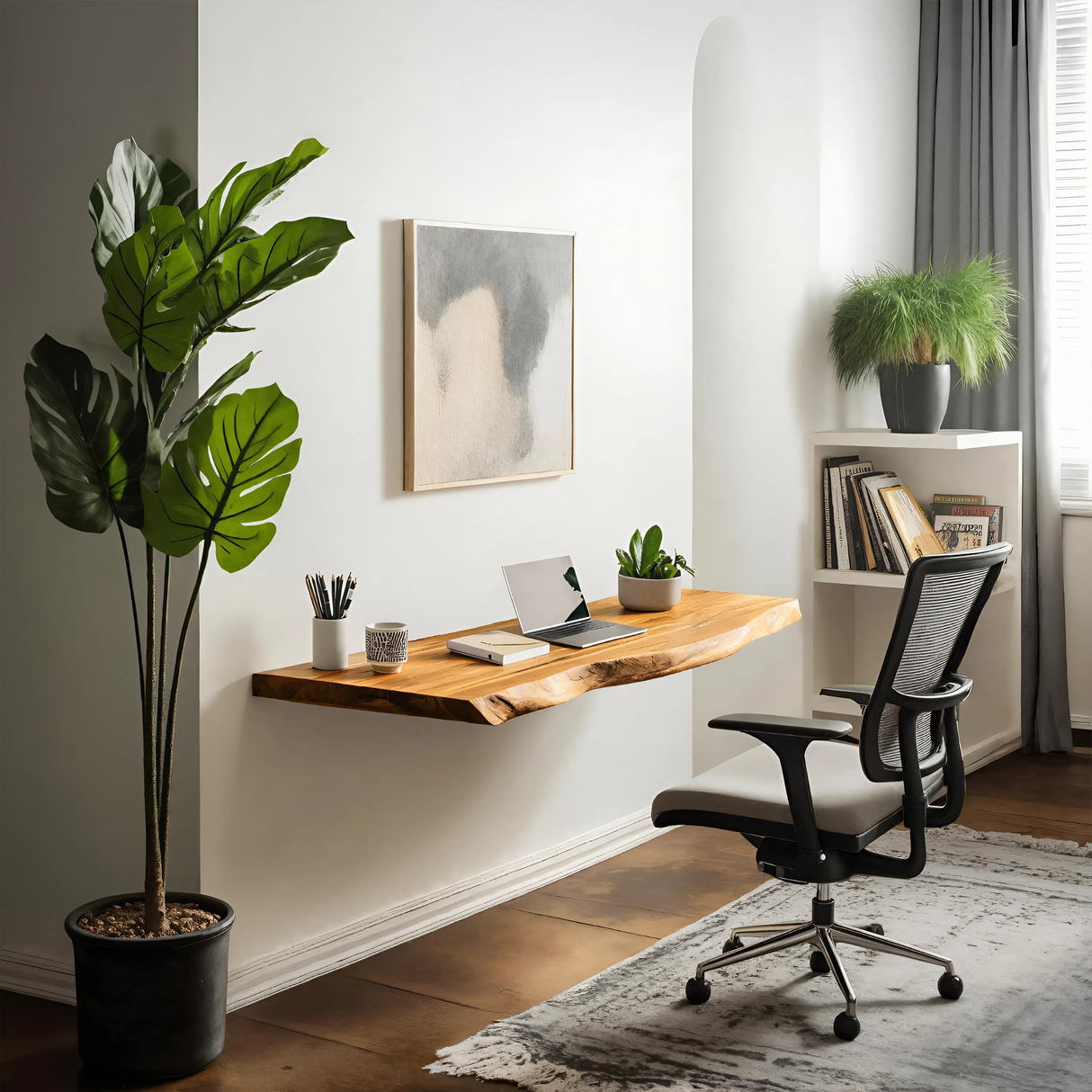 Minimalist Floating Live Edge Desk For Home Office