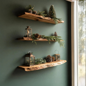 Handcrafted Solid Wood Floating Shelf For Festive Entryway Design