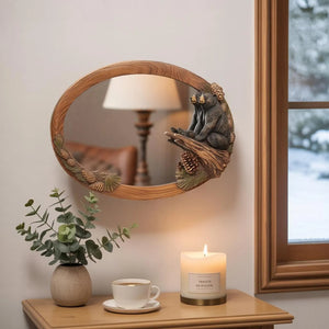 Rustic Bear Mirror Wall Decor For Cozy Cabin Entryway