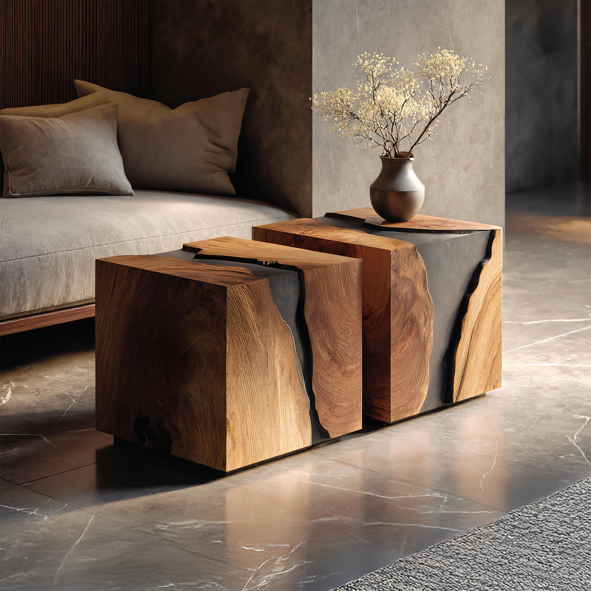Modern Solid Wood Cube Coffee Table For Furniture Decor