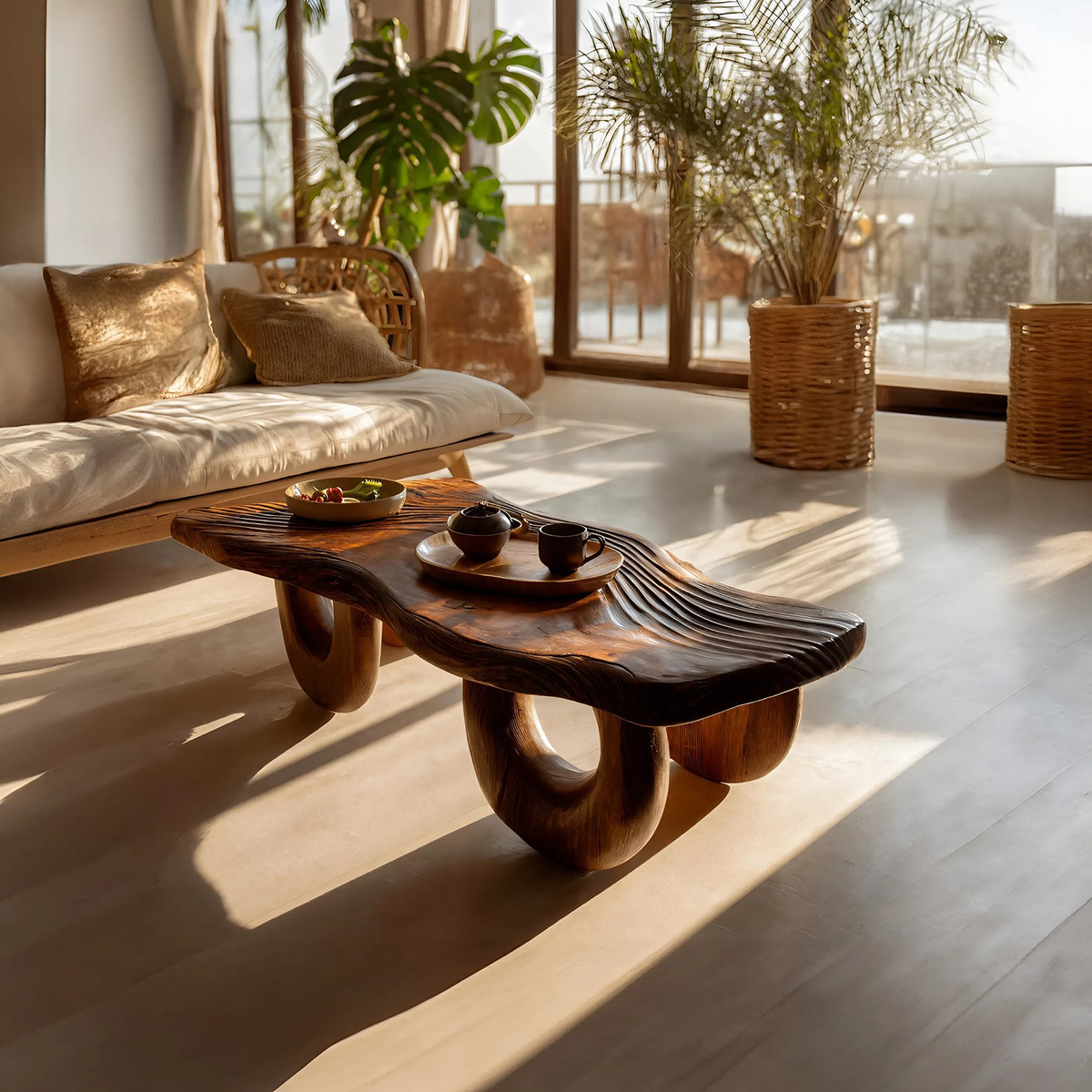 Mid Century Wooden Live Edge Coffee Table For Living Room – ET Woodcrafts