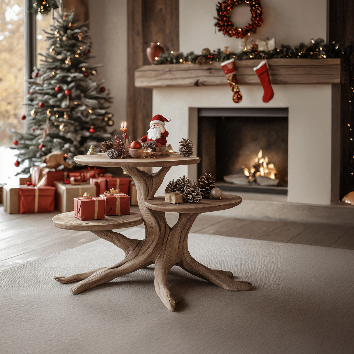 Rustic Solid Wood End Table For Warm Living Room