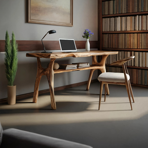 Mid Century Solid Wood Desk For Stylish Bedroom Workspace