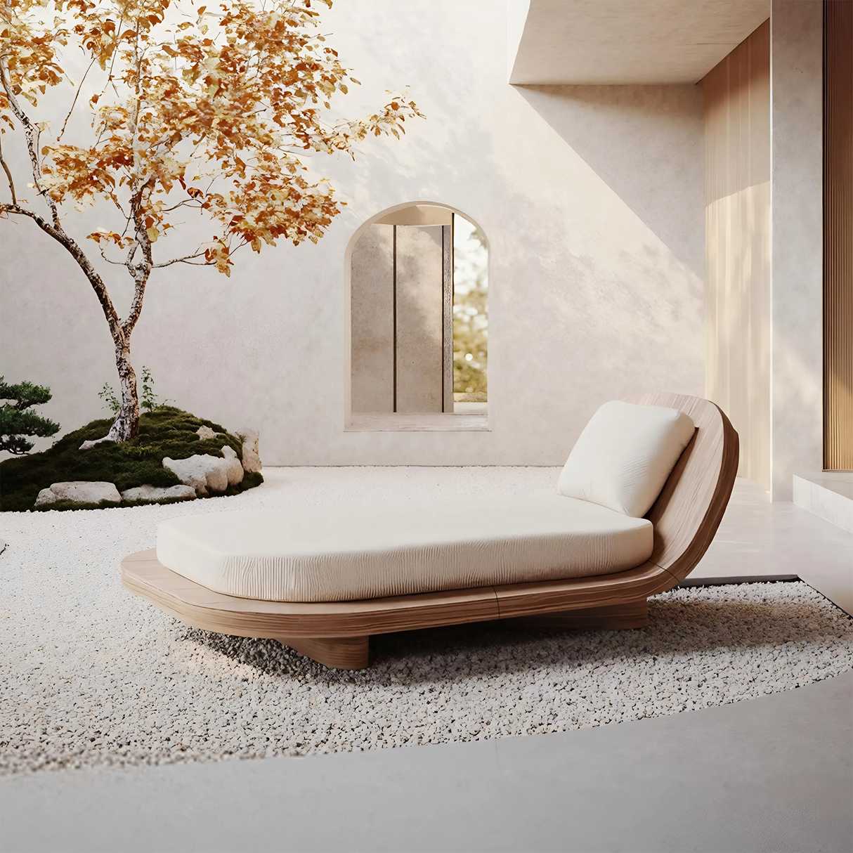 Handcrafted Wooden Daybed For Patio Furniture And Outdoor Decor