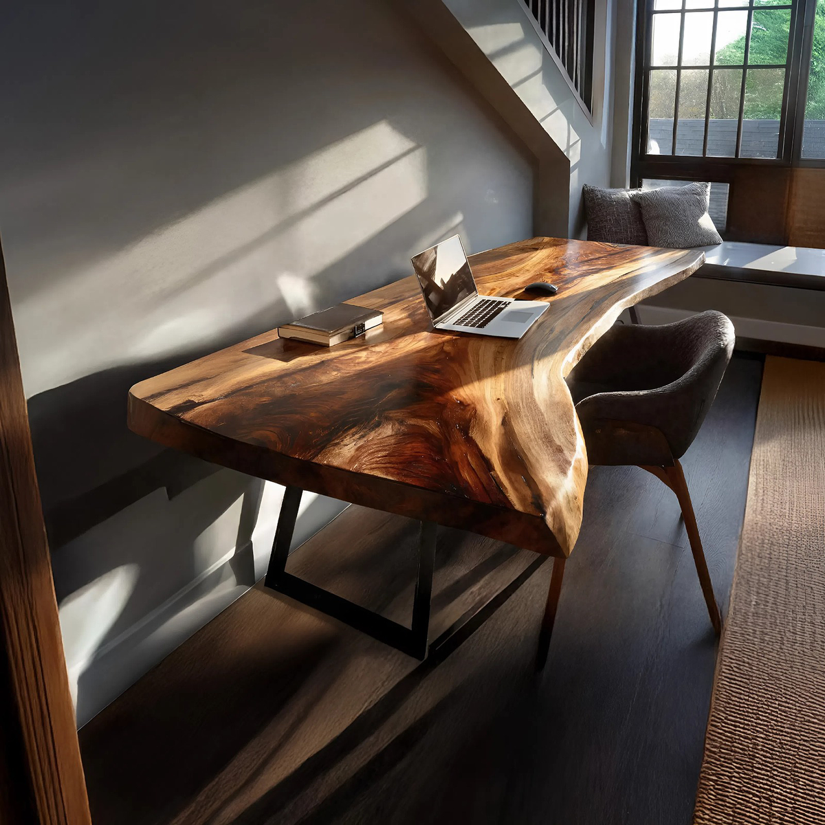 Farmhouse Handmade Live Edge Desk For Interior – ET Woodcrafts
