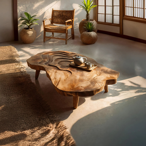 Mid Century Wooden Abstract Coffee Table For Living Room