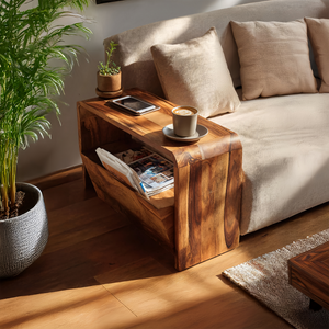 Handcrafted Wooden Side Table For Living Room Accent