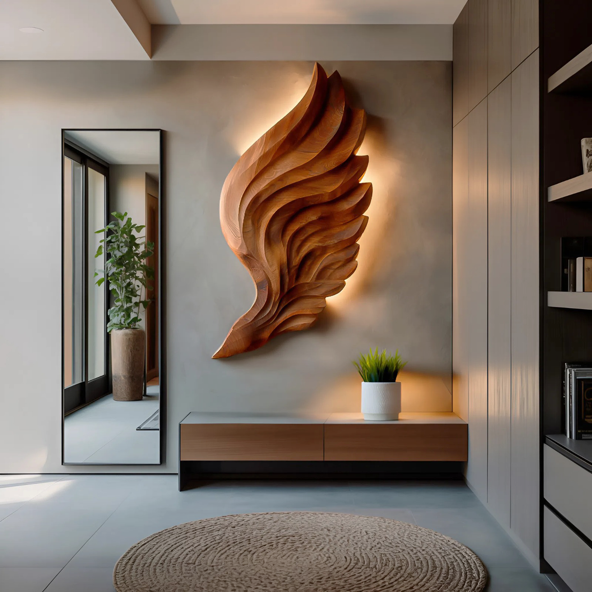 Contemporary Wooden Wing Wall Art For Modern Wall Decor