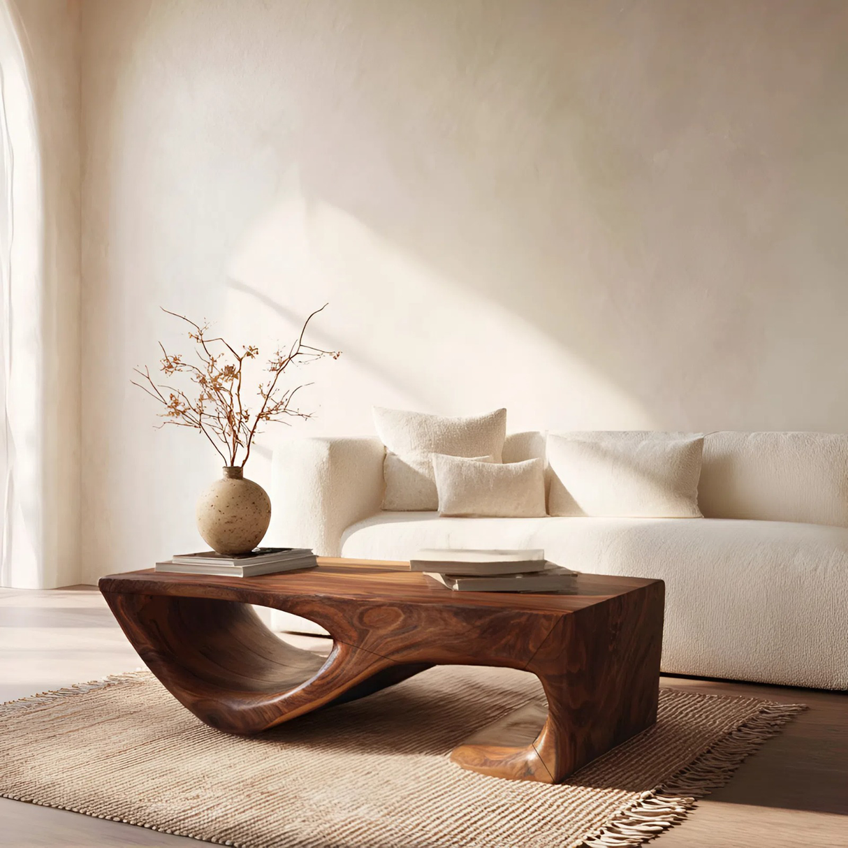 Minimal Curved Coffee Table For Living Room