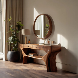 Artistic Handmade Vanity Table With Drawers For Bedroom