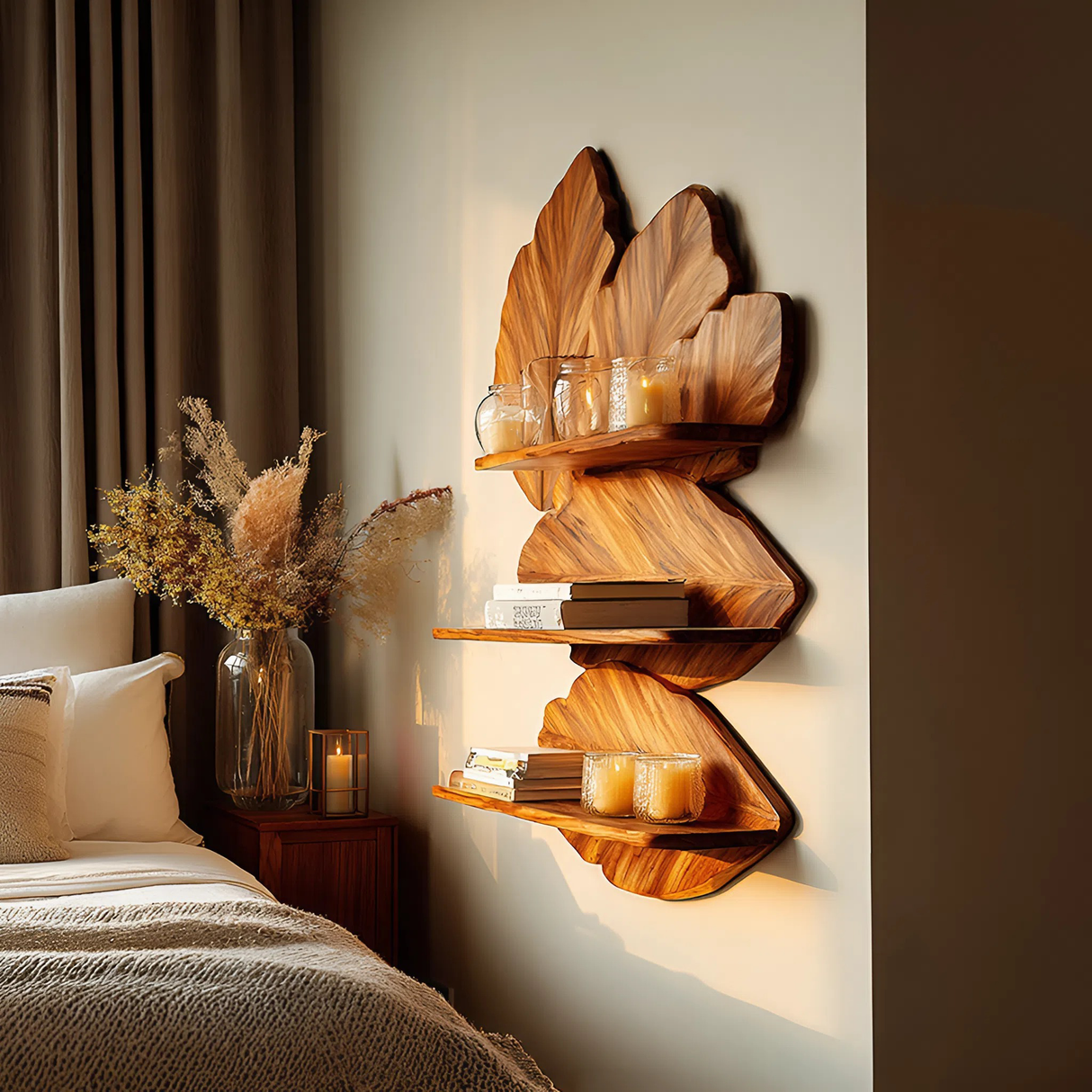 Modern Live Edge Floating Shelf For Bedroom Wall Decor Storage