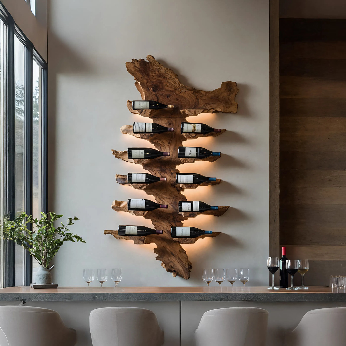 Handcrafted Live Edge Wine Holder For Luxury Furniture Decor