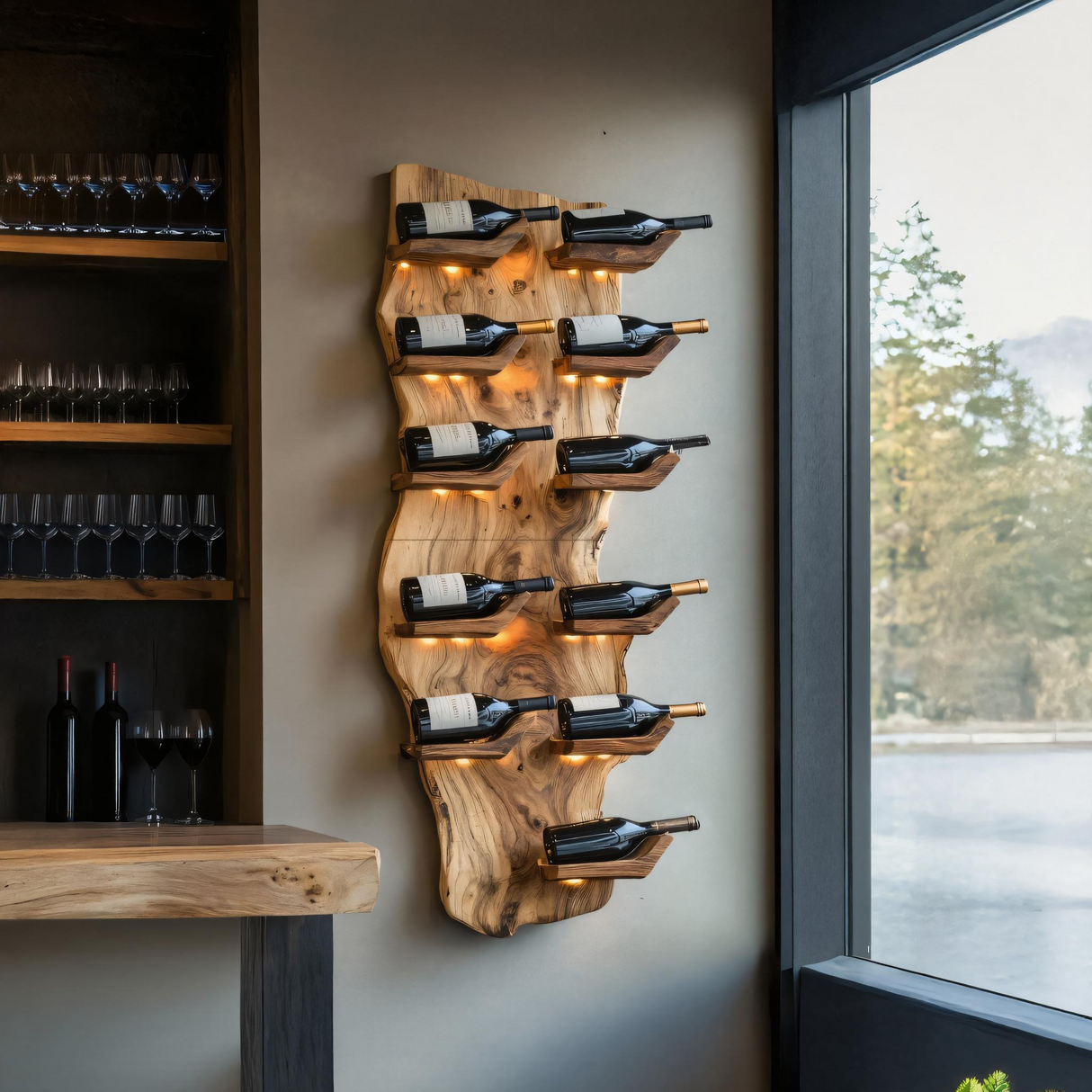 Farmhouse Live Edge Wine Holder For Living Room Furniture