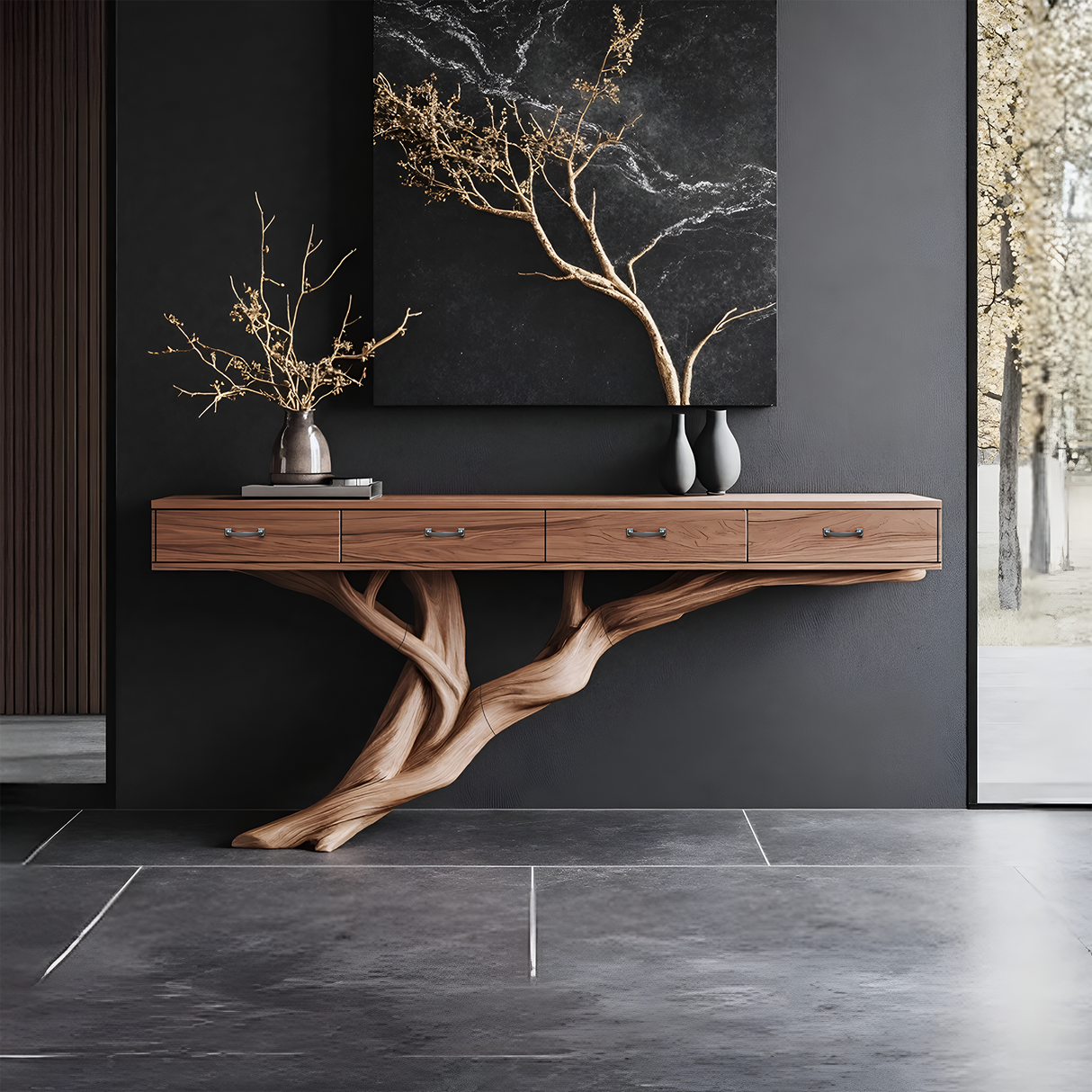 Mid Century Wooden Console Table For Living Room Contemporary Accent