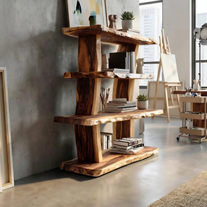 Contemporary Wood Bookshelf For Living Room Storage And Modern Decor