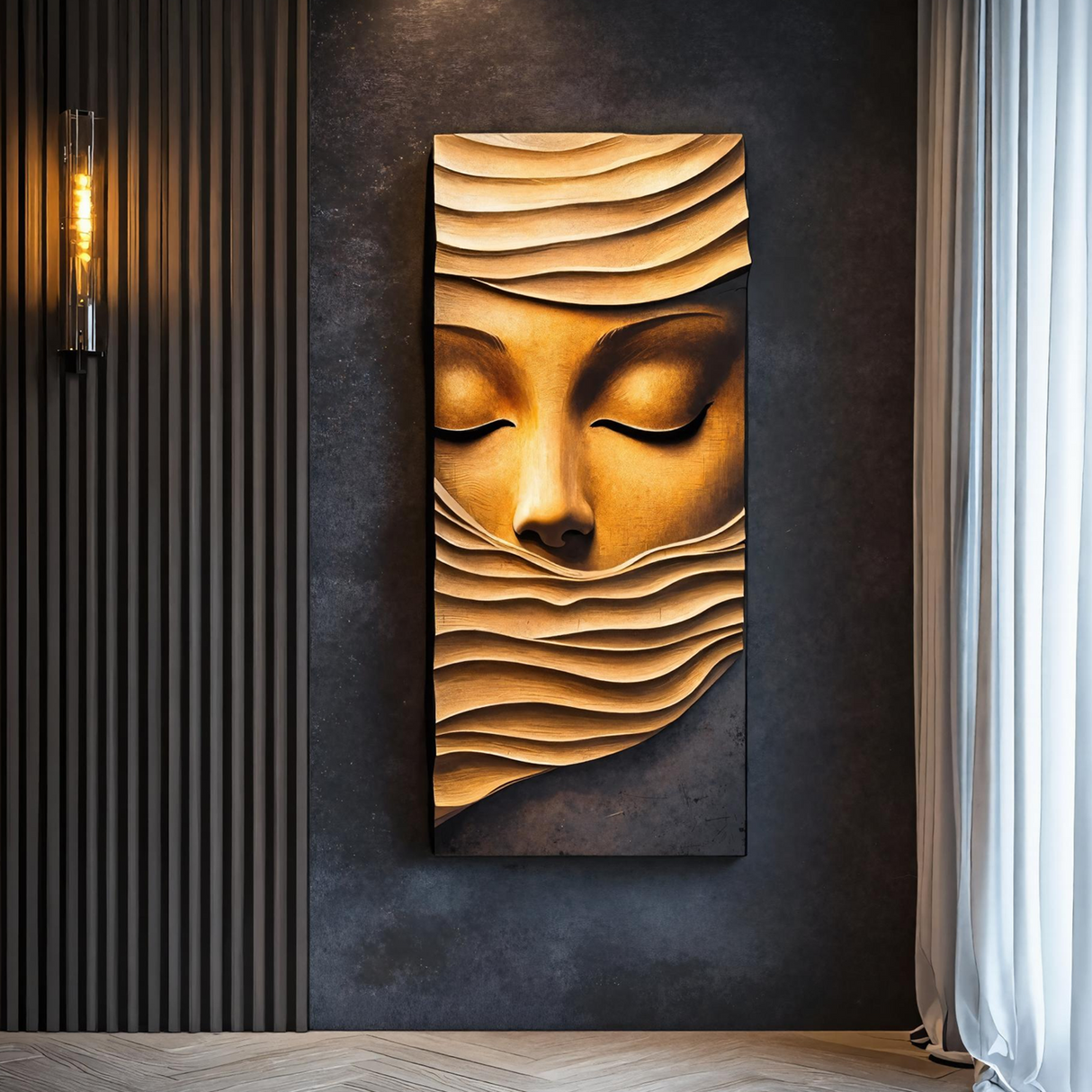 Mid Century Wood Wall Sculpture For Furniture Design Touch
