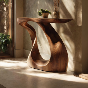Modern Live Edge Entryway Table Sculptural Wood For Luxury Home Decor