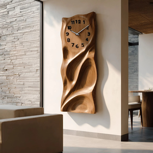 Modern Wall Clock Carved Design For Living Room Interior