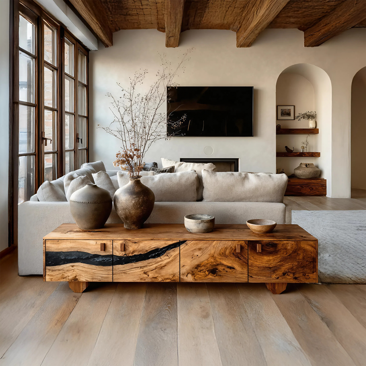 Farmhouse Live Edge TV Cabinet For Rustic Bedroom Decor