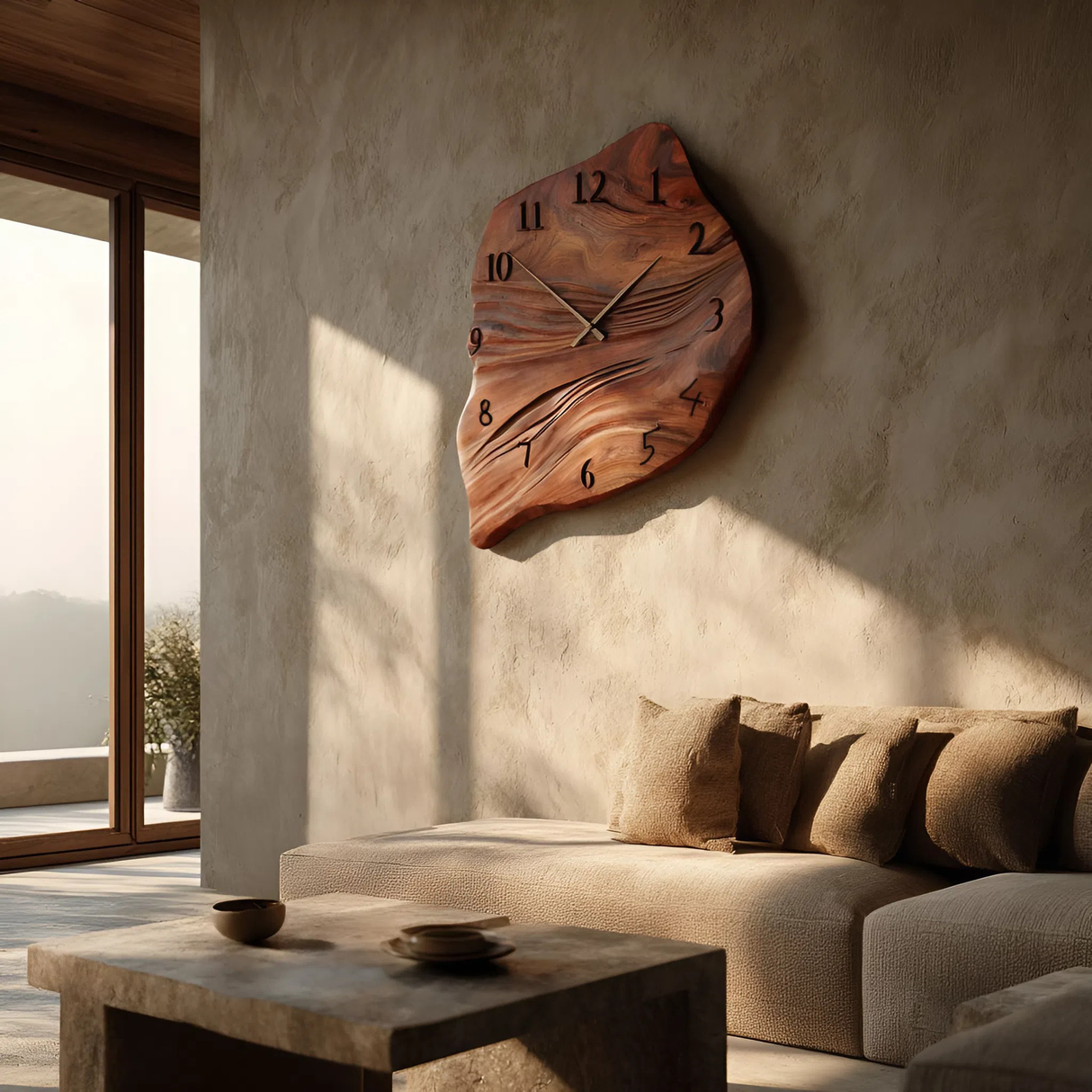 Minimalist Wall Clock Organic Shape Clock For Living Room