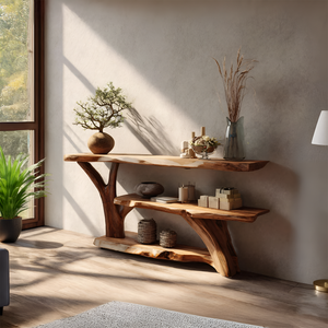Modern Wooden Live Edge Console Table For Entryway Home Decoration