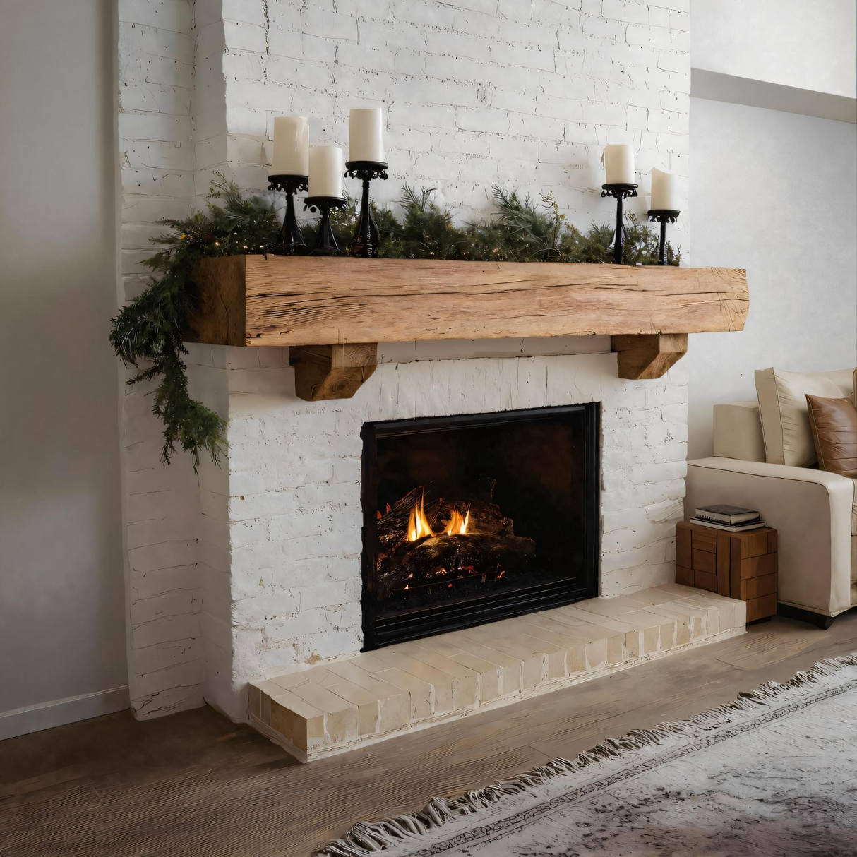 Rustic Fireplace Mantel Beam For Living Room