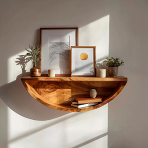 Farmhouse Natural Wood Wall Storage Shelf For Kitchen Organizer