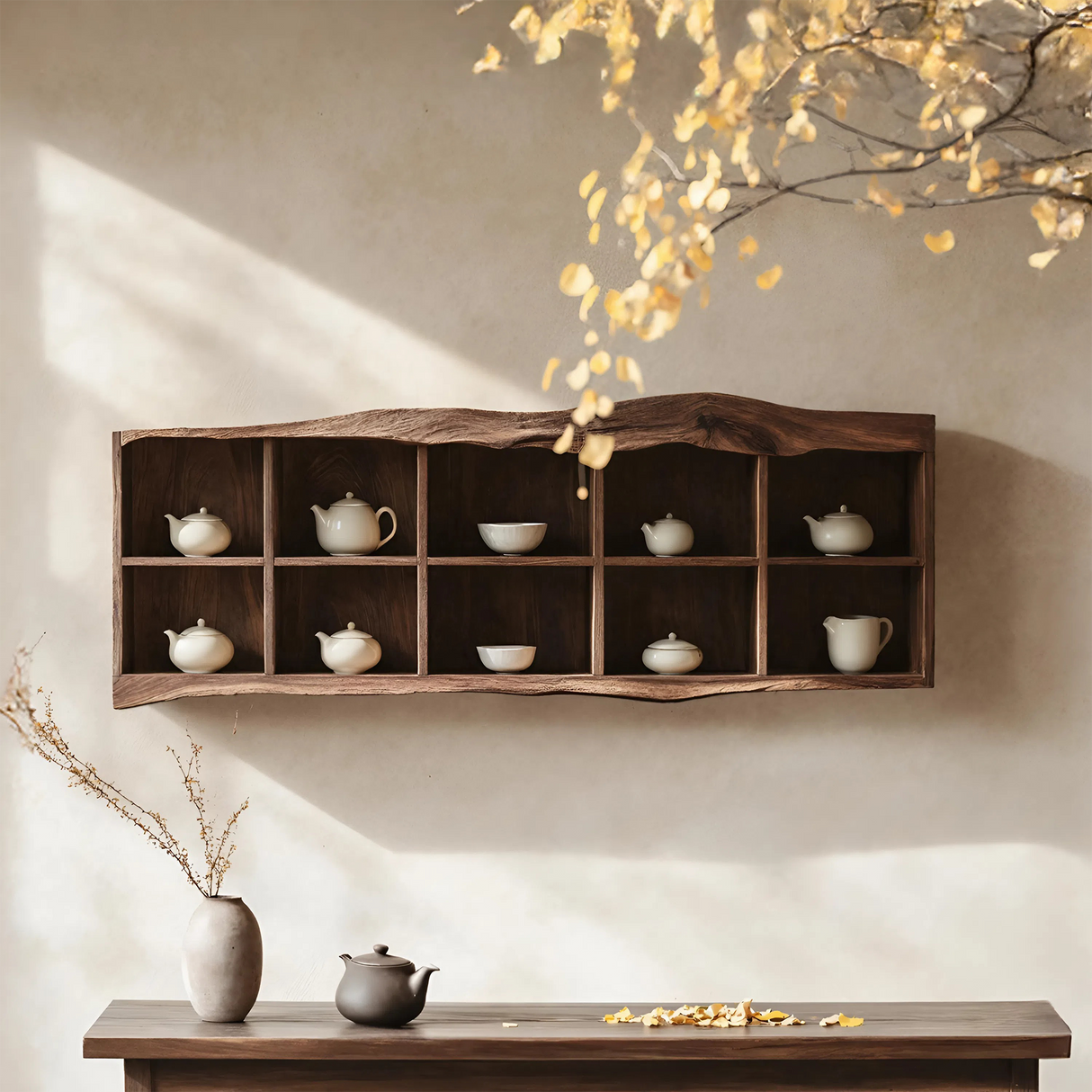 Handcrafted Live Edge Floating Shelf For Living Room Use