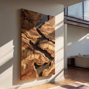 Mid Century Solid Wood Wall Sculpture For Living Room