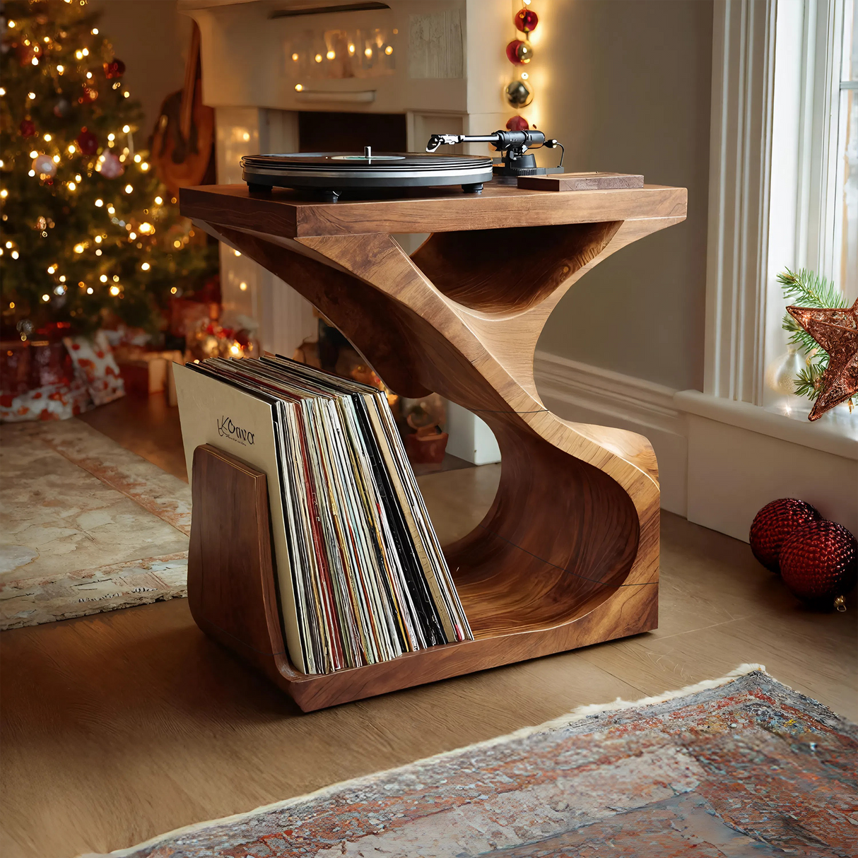 Modern Wooden Record Stand For Furniture Decor Holiday Gift